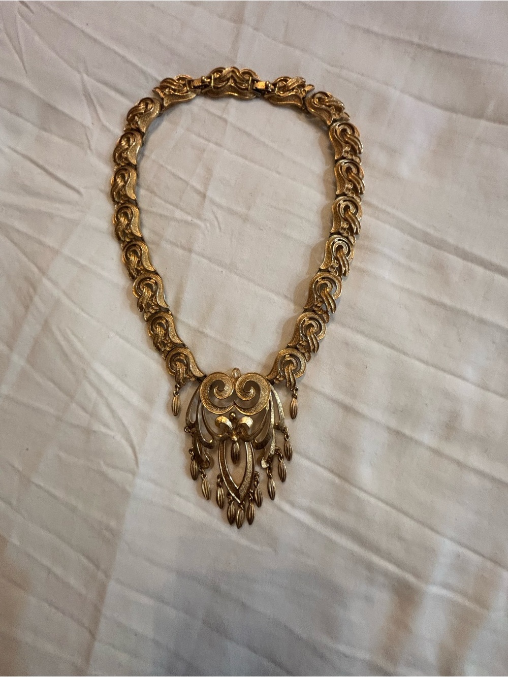 Monet Gold-Tone Ornate Pendant Necklace